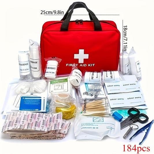 184-Piece First Aid Kit – Portable Multi-Purpose Emergency Medical Kit for Outdoor Adventures, Hunting, Hiking, Camping, Home & Car
