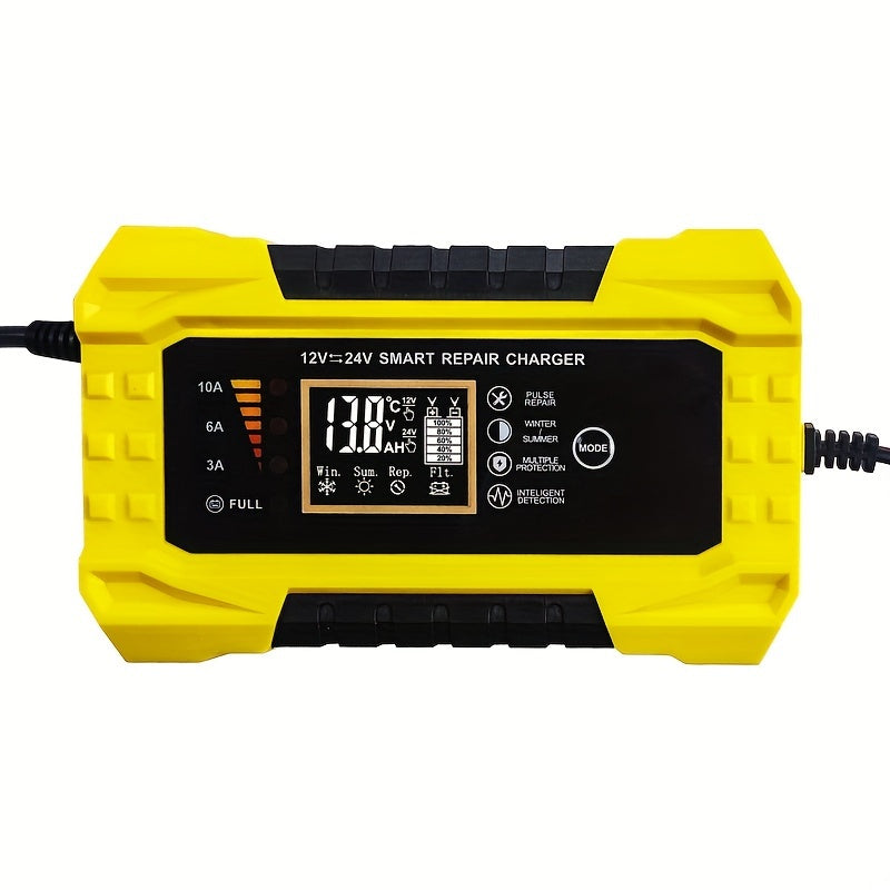 12V/24V10A American Standard Plug Electric Forklift Sweeping Machine Floor Washer Charger 12V/24V10A Lead-Acid Battery Lithium Battery Intelligent Fast Charging Car Battery 12V/24V Battery Charger Intelligent Electric Vehicle High-Power Charger