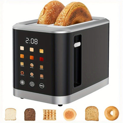 2 Slice Toaster with Touch Screen – 1.5" Wide Slot for Bread, Bagels & English Muffins, 6 Bread Types, 5 Toast Shade Settings, Cancel & Defrost Functions