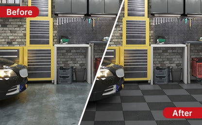 Interlocking Garage Floor Tiles 20-Pack - 16"x16" Drainage Floor Mat, Non-Slip PP Tiles for Garage, Car Wash, Basement & Pool | 41.3 Sq Ft Coverage
