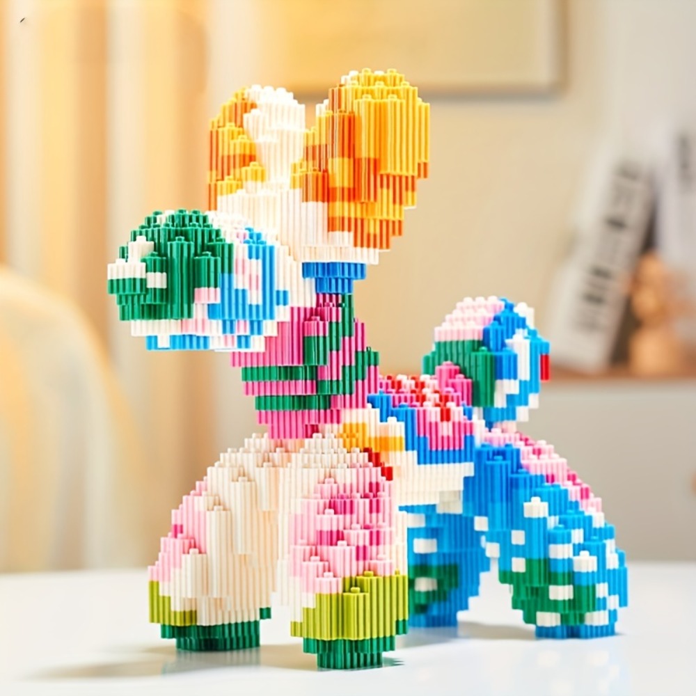 Balloon Dog Building Blocks Set – Colorful Interlocking Brick Sculpture Pop Art Home Decor Display Model for Adults Teens Art Lovers Birthday Christmas Gift 5 Colors