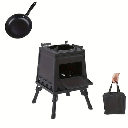 Wood Burning Campfire Stove – Heavy Duty Outdoor Camp Stove with Sturdy Legs & Air Vents for Hiking Backpacking Picnic BBQ Travel