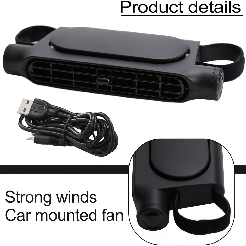 Bladeless Car USB Fan – 3-Speed Silent Cooling, USB Powered, Universal Fit for All Vehicles, Car Seat Desk Fan for Summer Heat Relief in Traffic (White / Black)