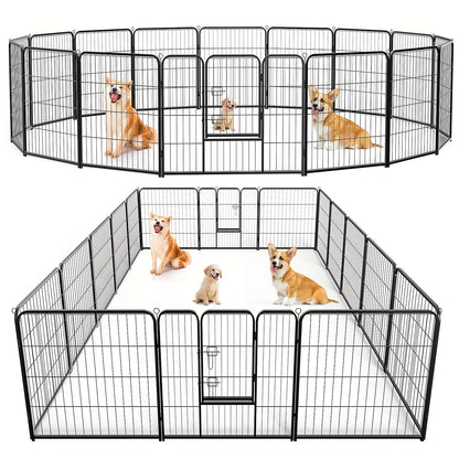 Pet Playpen Exercise Pen for Dogs 8 or 16 Panel Modular Indoor Outdoor Dog Fence - 24 32 40 Inch Height Options for Small Medium Large Dogs & Puppies Sturdy Portable Enclosure