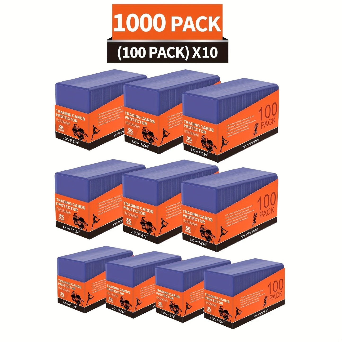 1000 Count Top Loaders for Trading Cards 3x4 – Rigid Hard Plastic Card Holders Bulk Pack for Standard Size Baseball Basketball Football Pokemon MTG Yu-Gi-Oh Cards, Mega Value Collector Supply Set