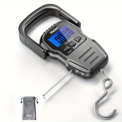 Digital Fishing Scale 50kg 110lb Portable Handheld Fish Scale with LCD Backlight & Built-in Measuring Tape - Electronic Hook Scale for Fishing Luggage Travel Market Use, 1g Accuracy, Black