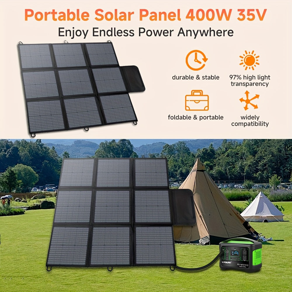 LVYUAN Portable Solar Panel Available in 120W, 200W, 300W, And 400W Options, Featuring a Foldable Design And High-Efficiency Monocrystalline Solar Cells with Up to 22.5% Efficiency, Ideal for Outdoor Activities, Boating, Camping
