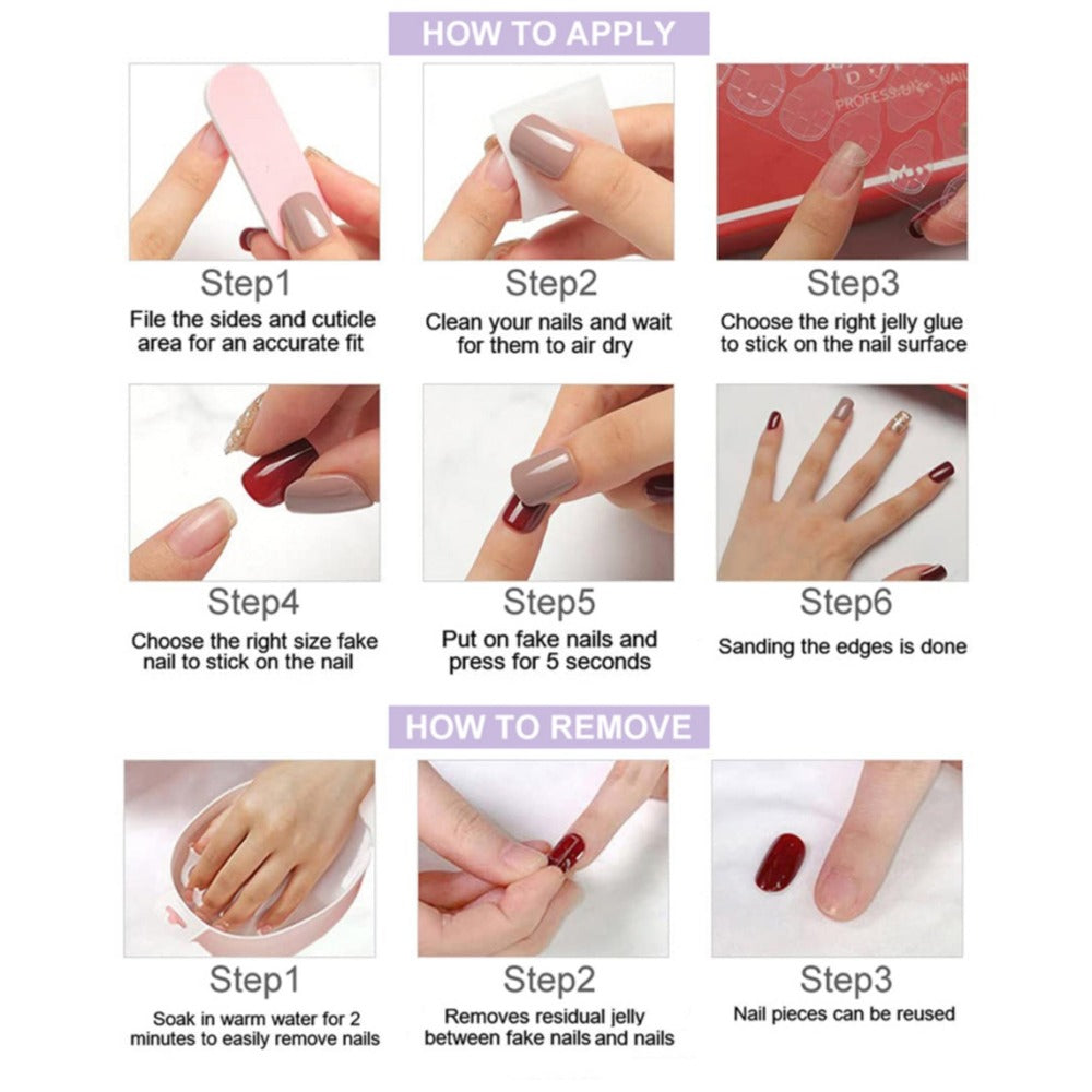 Press On Nails 5D Carved Duckbill Shape Medium Length Brown Pink Gradient Flower Milk Pattern Glossy Handmade Autumn Winter Fake Nails 10pcs Salon Quality UV Protected for Party Banquet Birthday Gift