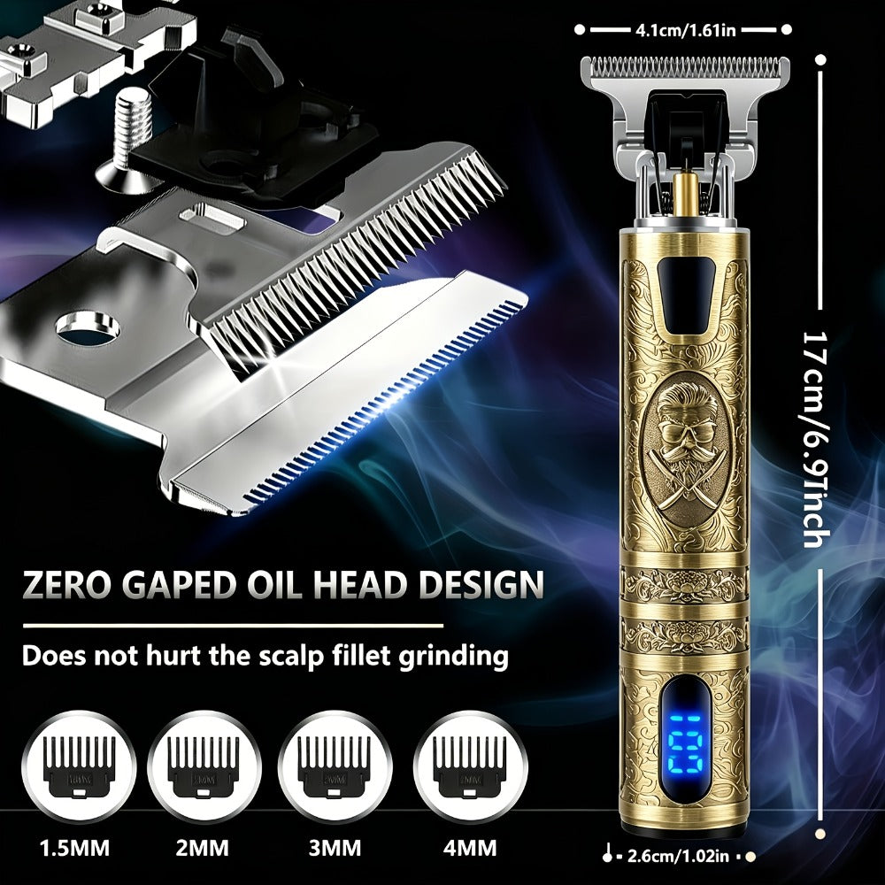 Cordless Hair Clipper for Men with LCD Screen – Electric Beard Trimmer & T-Blade Hair Cutting Kit, USB Rechargeable Grooming Clipper for Fade, Neckline, Body Hair & Beard Shaping at Home
