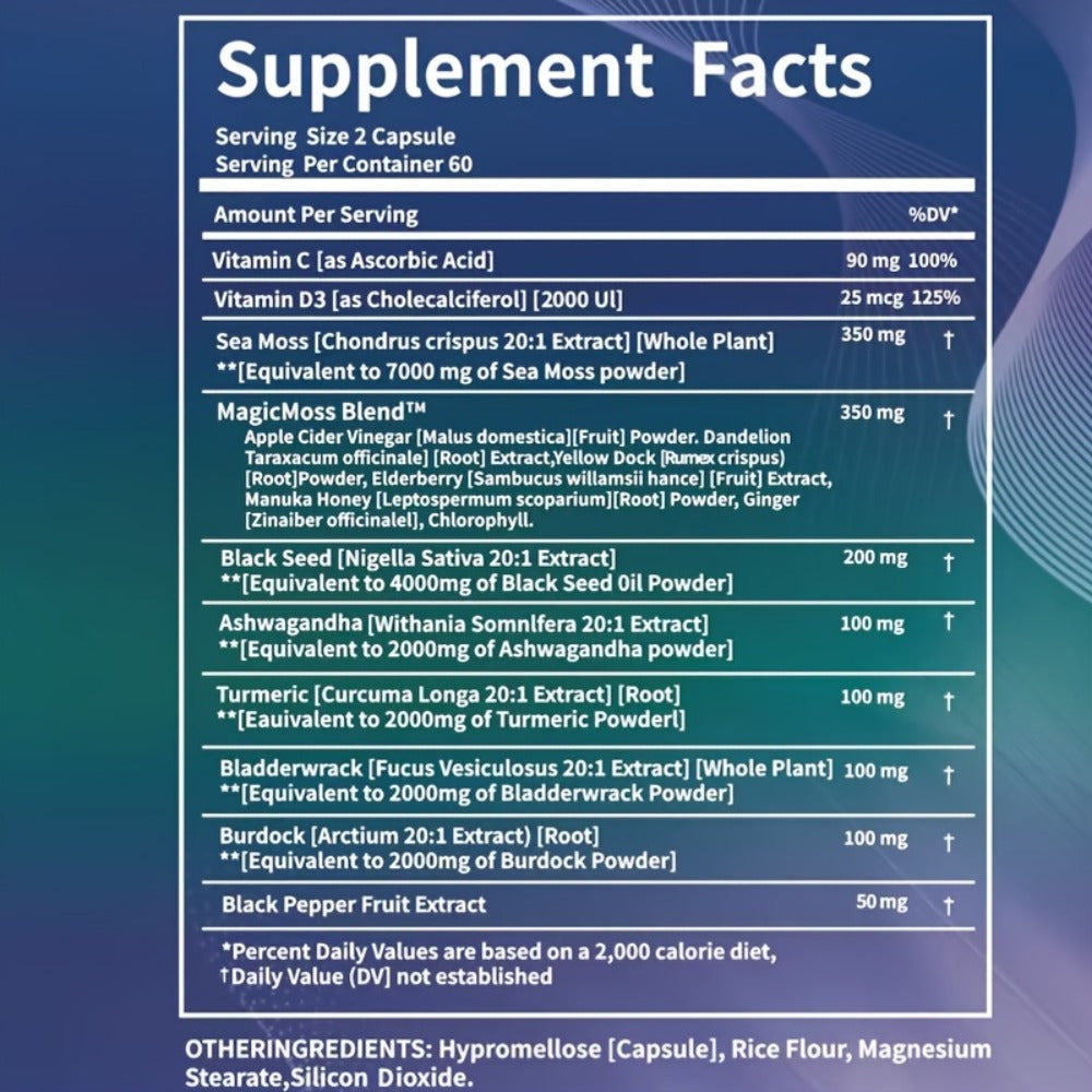 Adaptogen Energy Supplement with Sea Moss & Shilajit – 7-in-1 Formula with Black Seed Oil, Ashwagandha, Rhodiola Rosea, Panax Ginseng & Ginger for Energy, Immunity & Vitality – 240 or 480 Capsules for Men and Women