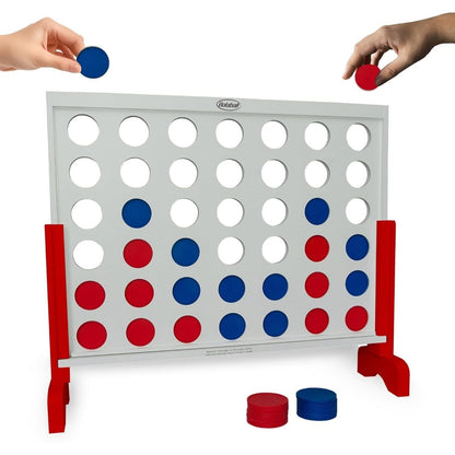Giant Connect Four Game 1.8FT - Jumbo 4 in a Row Outdoor Lawn Game with 42 Discs & Storage Bag for Adults Kids Family | Wooden & Plastic Yard Game for BBQ Camping Party Holiday - Indoor Outdoor