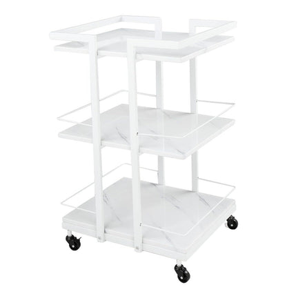 3-Shelf Rolling Salon Cart with Lockable Wheels 130lbs per Shelf – Heavy Duty Metal Frame Waterproof Utility Trolley for Esthetician, Spa, Tattoo, Massage & Manicure, Gold White Rose Gold Black