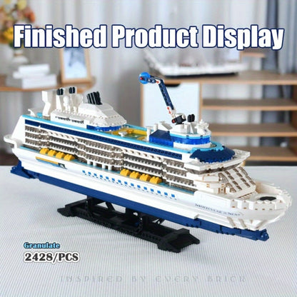 Cruise Ship Building Blocks Model 2428 Pcs – Technic Mini Brick Advanced Construction Set Home Decor Display for Adults Teens Ship Enthusiasts Christmas Birthday Gift