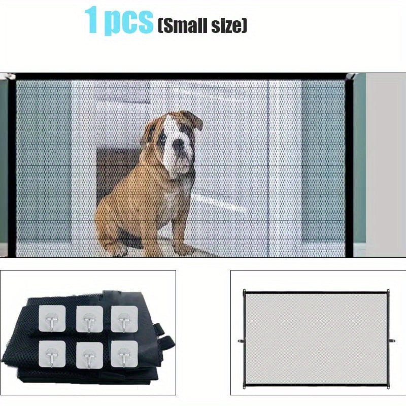 Pet Safety Gate Mesh Door – Portable Magic Pet Fence for Stairs & Doorways | Easy Install Anywhere, S & L Sizes for Puppies, Kittens & Small Pets, Strong & Flexible Safety Barrier