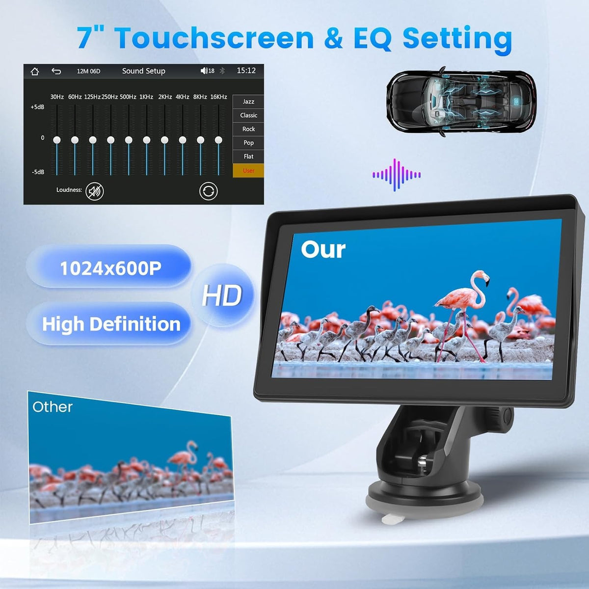 2026 New 7-inch Car Display With Built-in Audio System, Ultra HD Touchscreen, Backup Camera, Wireless Connectivity, GPS Navigation, Supports CarPlay And Android Auto, Mirror Link, FM Radio. Opional 10.26" 9" Carplay Wireless Car
