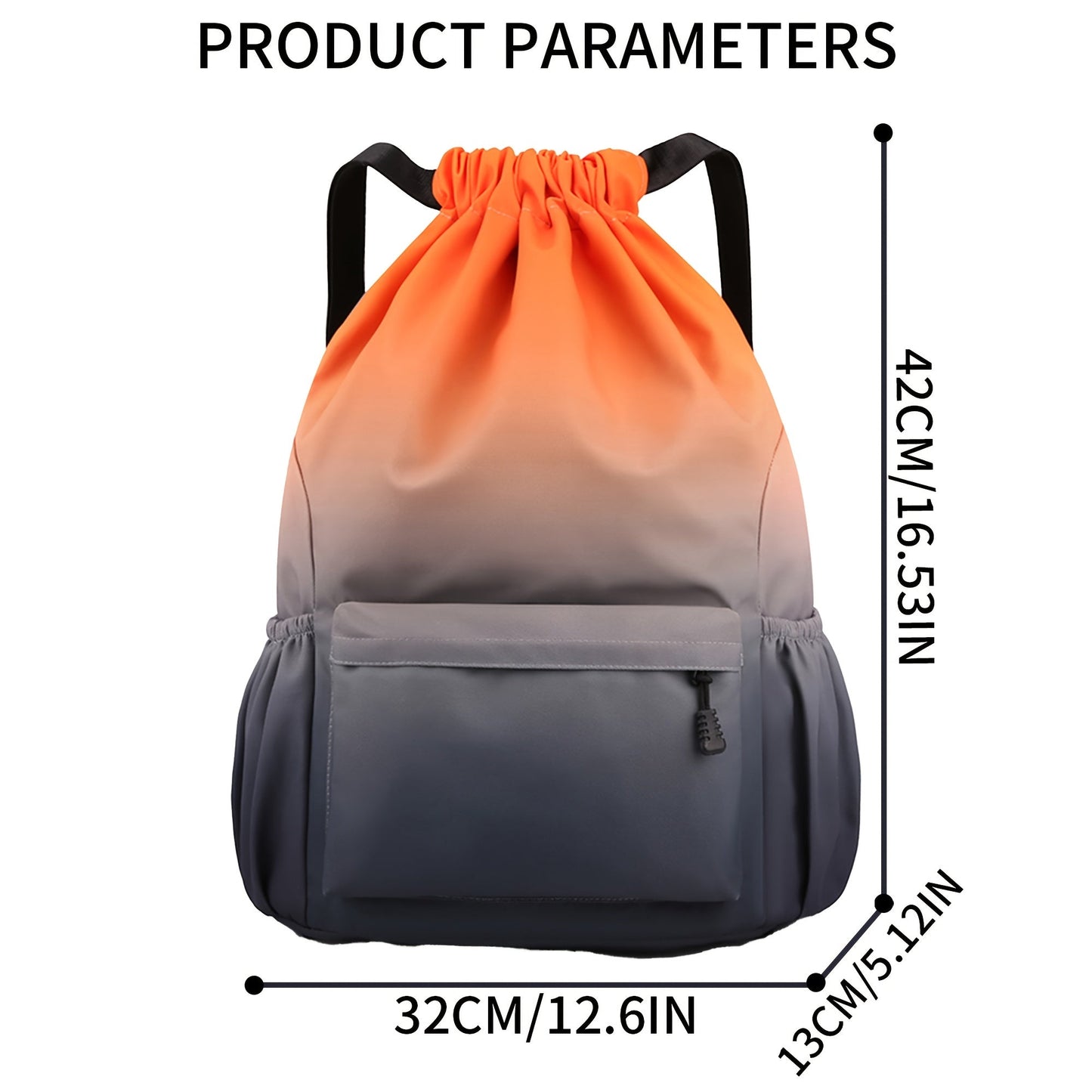 Drawstring Backpack Gym Bag – Large Capacity Nylon Cinch Sack with Strap Pocket, Lightweight Training & Outdoor Travel Bag for Men Women | 4 Gradient Colors