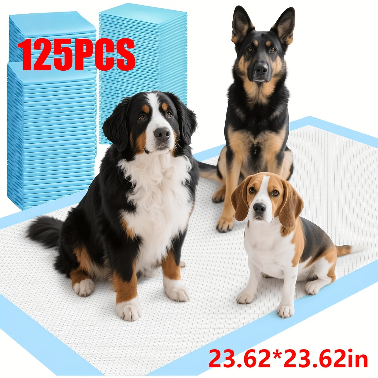 Dog Urine Pads Super Absorbent 23.6"x23.6" – Ultra-Thick Puppy Training Pads & Pet Toilet Pads, Rapid Liquid Lock, 50 / 125 / 300 Count Value Packs