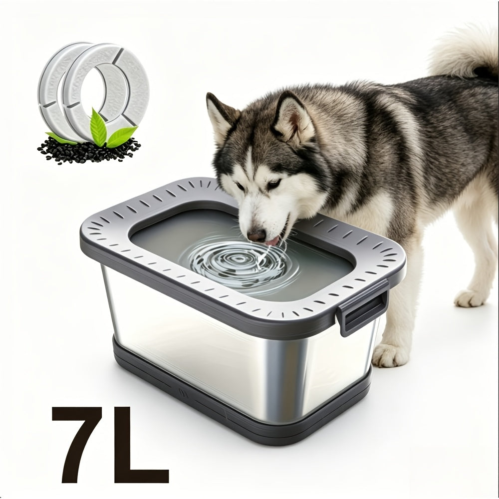 Stainless Steel Dog Water Bowl No Spill 7L XXL with Anti-Splash Mat - Spill-Proof Slow Feeder for Messy Drinkers, Heavy Duty Large Pet Bowl for Indoor & Outdoor Use, Multiple Colors