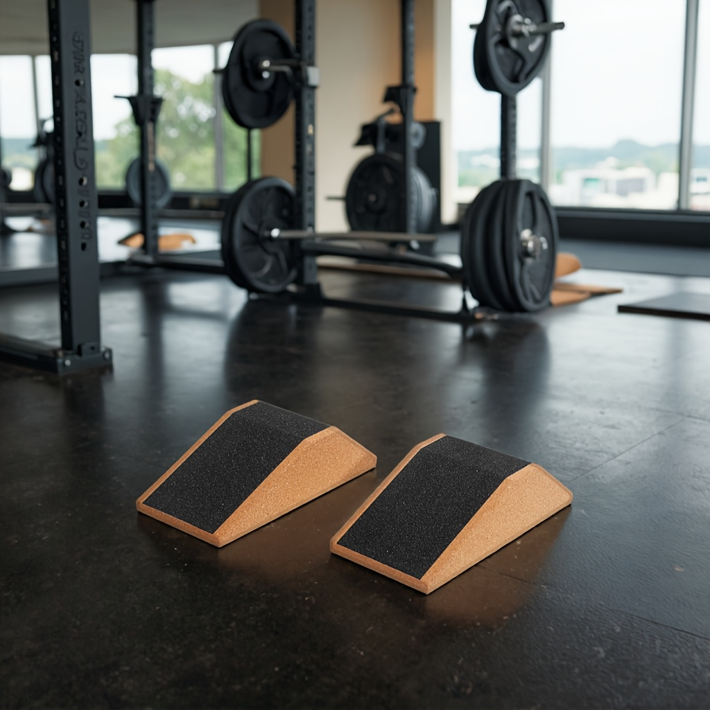 Cork Squat Wedge Blocks 2-Pack – Anti-Slip Pads, 1400 lbs Capacity, Calf Raiser & Yoga Ramp for Weightlifting, Squats & Stretch Training with Portable Bag
