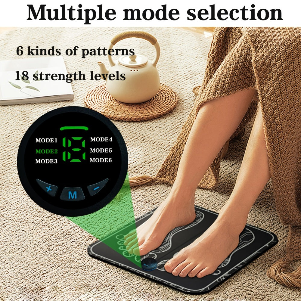 EMS Foot Massager Pad with TENS Therapy – Portable Electric Foot Massage Machine, Reusable Pad, Multiple Mode Adjustment, Pain Relief for Plantar Fasciitis & Tired Feet