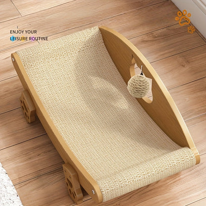 Sisal Cat Scratching Board with Pet Herb Toy Durable Claw-Friendly Sofa Indoor Cat Scratching Bed Swing Cradle Chair Natural