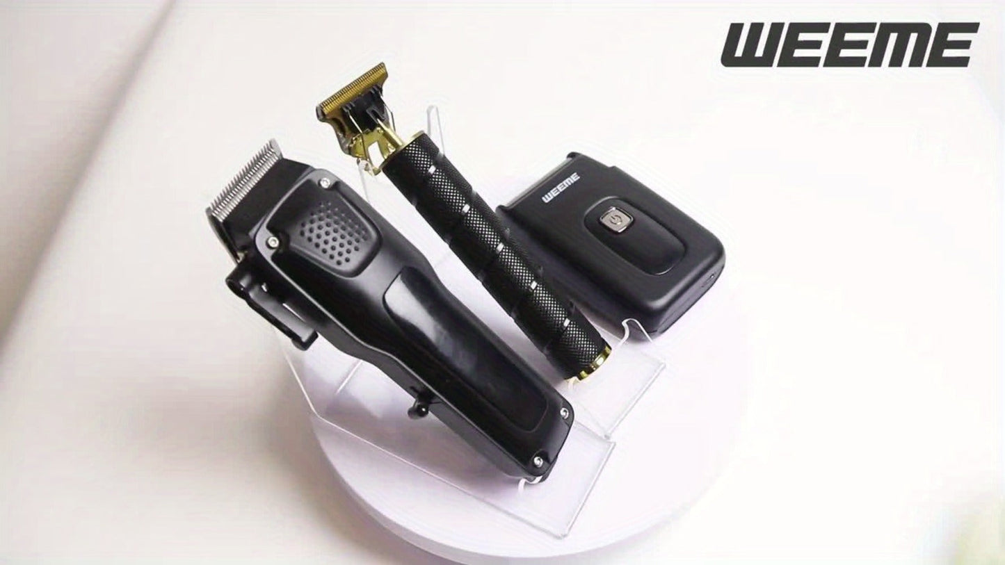 Mens Grooming Kit with Nose Hair Trimmer Electric Shaver WEEME 826 USB Rechargeable LCD Display - Complete Shaving Trimming Set Gift for Dad Brother Son Birthday Holiday