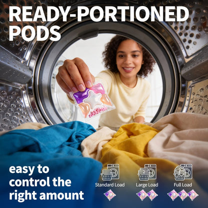 Laundry Pods 6-in-1 Concentrated – 60 Pcs 480g Deep Clean & Tough Stain Removal, Quick Dissolve No Residue, Spring Meadow Long-Lasting Fragrance, HE Compatible Washing Machine Detergent Pods (2026 Upgrade)