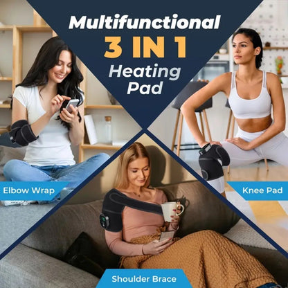 Knee Massager with Heat – 3-Level Heating Pad for Knee Pain Relief, Joint & Muscle Warmth, Anti-Slip Breathable Knee Brace for Men & Women