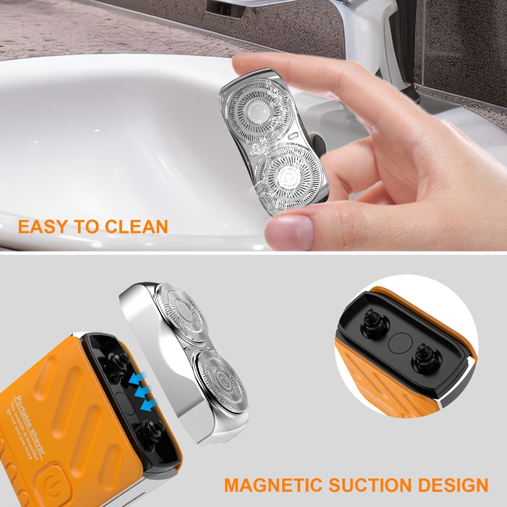 Portable Mini Electric Shaver for Men Dual Floating Blade USB Rechargeable – Cordless Travel Shaver Waterproof & Digital Display Upgrade Multiple Colors, Great Gift for Him