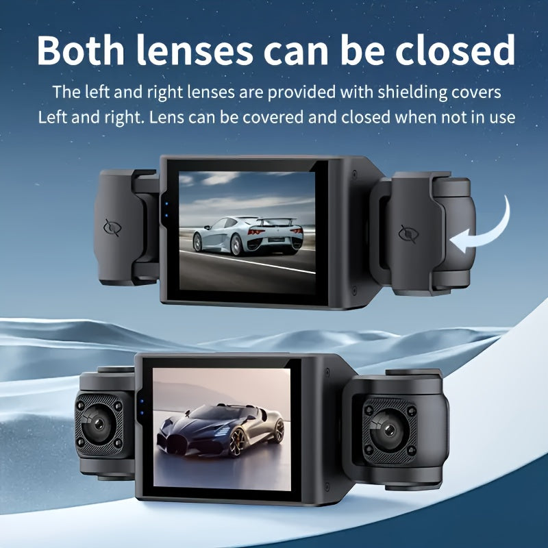 360° 3/4-Lens WIFI FHD 1080P Dash Cam for Cars, 1080P Front And 720P Left/Right/Rear Camera, Wide-Angle, Adjustable Lens, Audio, Loop Recording, G-Sensor, Enhanced Night Vision And Motion Detection - Free 64GB Memory Card for Extended Recording