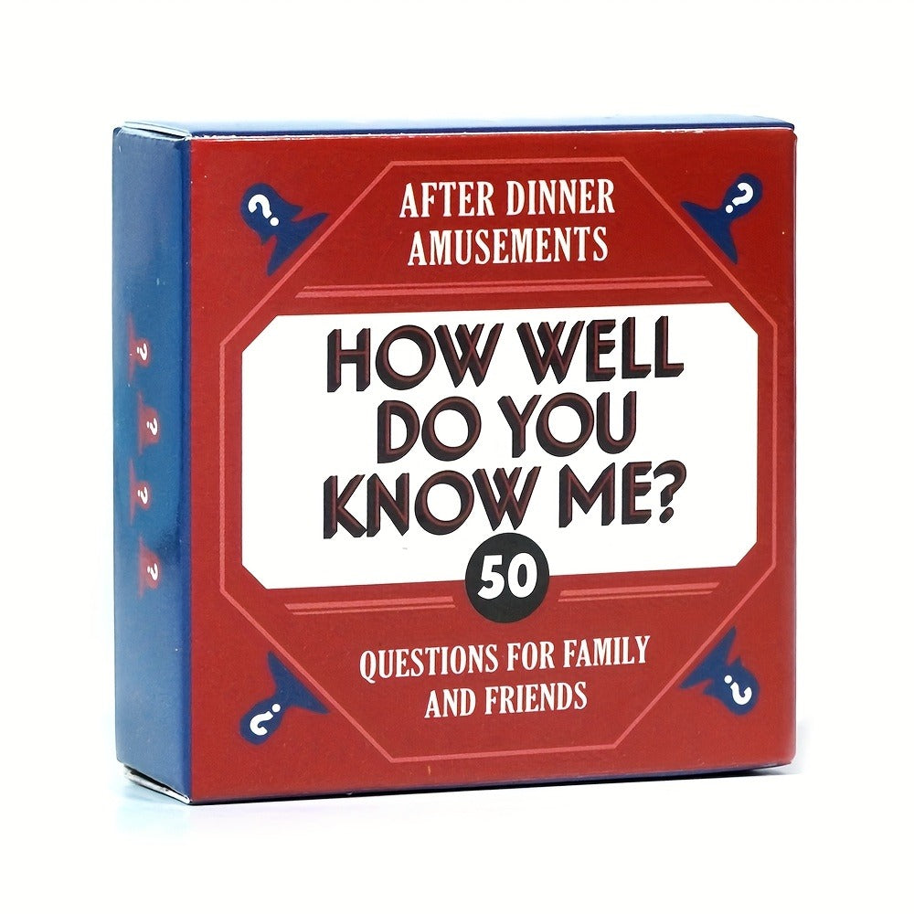 How Well Do You Know Me Card Game – 50 Questions Conversation Starter for Family & Friends, Portable After Dinner Party Game for Camping, Holidays & Game Night