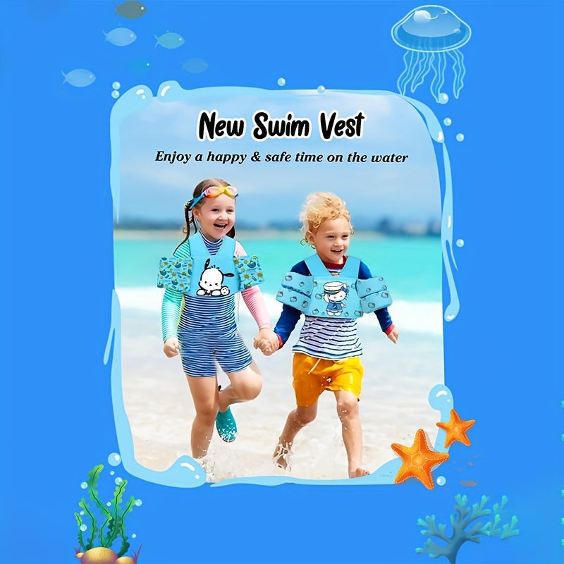 Toddler Swim Vest for Kids Ages 1-9 – Cute Blue Cartoon Cat Pattern, Lightweight Floating Jacket Adjustable Straps for Boys Girls 20-66lbs Pool Beach Safety