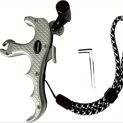 Archery Bow Release Aid for Compound Bow - 360° Rotating Aluminum Thumb Trigger Wrist Strap Release with Adjustable Sensitivity for Hunting & Target Shooting, Black Red Blue Grey