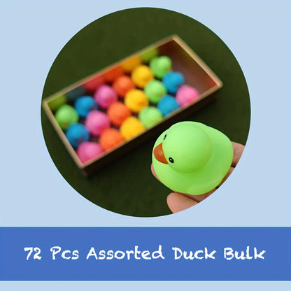 Rubber Ducks Bulk 72 Pack Assorted Colorful Mini Rubber Duck Bath Toys for Kids – Pool Party Favors Birthday Goodie Bags Baby Shower Gifts Car Ducking Holiday Craft Supplies & Classroom Prizes