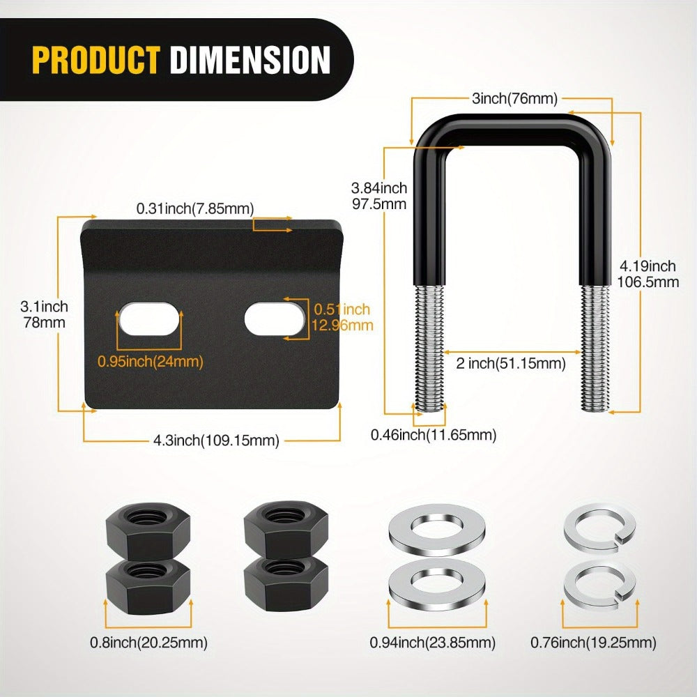 Trailer Hitch Tightener Anti Rattle Stabilizer 2 Inch Heavy Duty Steel U-Bolt with Rubber Cover Hitch Mount Wobble Eliminator for 2" Receiver - Multiple Colors