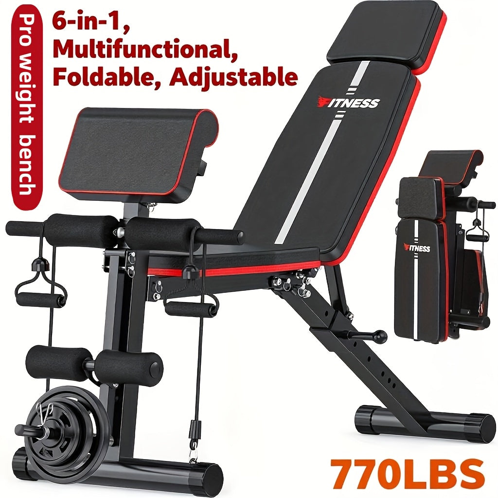 14-in-1 Adjustable Weight Bench Foldable – 770lb Capacity, Multi-Function Full Body Strength Training, Space-Saving Design – Home Gym Workout Bench