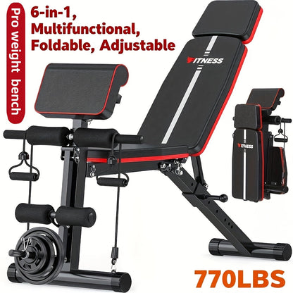 14-in-1 Adjustable Weight Bench Foldable – 770lb Capacity, Multi-Function Full Body Strength Training, Space-Saving Design – Home Gym Workout Bench