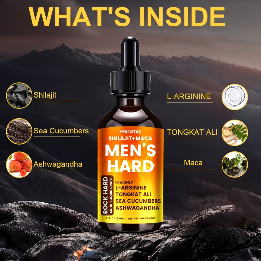 Shilajit Testosterone Booster Liquid Drops for Men – Maca Root & Longjack Tongkat Ali Formula | Natural T-Support for Drive, Stamina, Mood & Energy | Fast-Absorbing Sublingual Drops | 2.03 oz