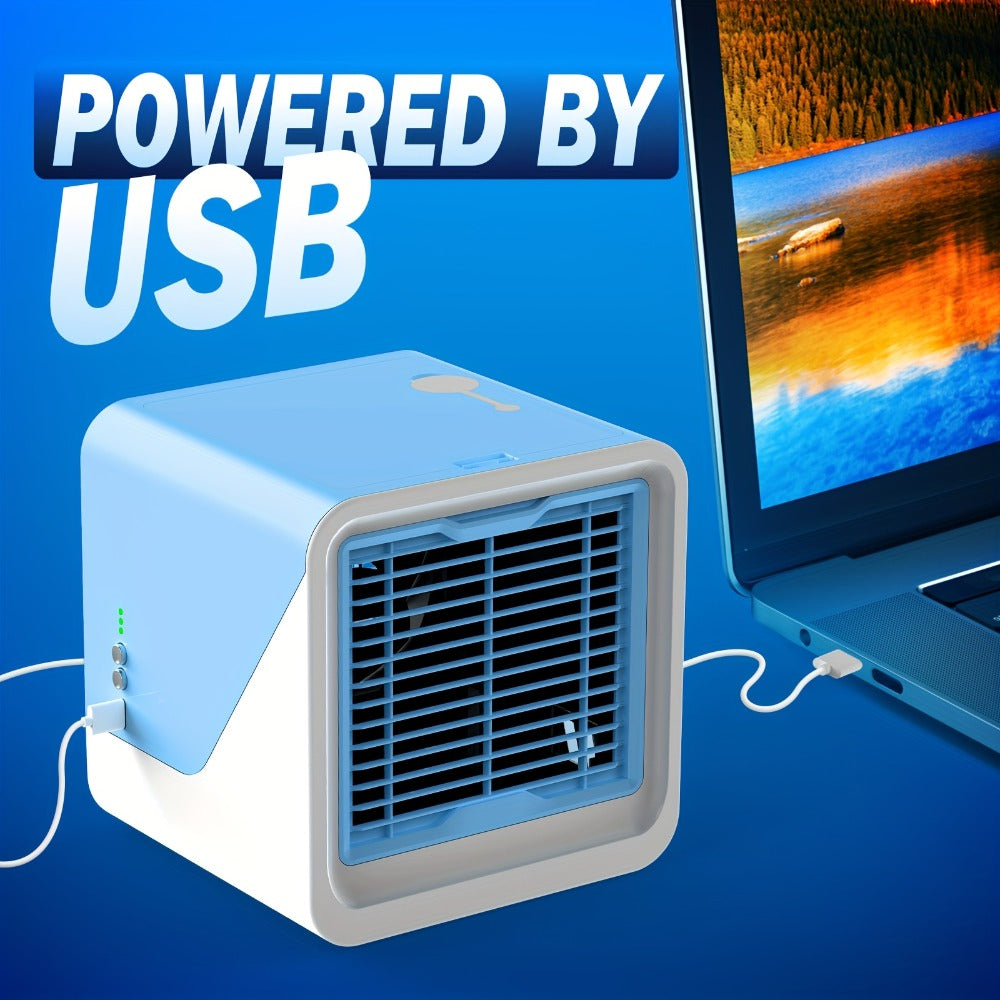 Portable Mini Air Conditioner Fan | Personal Evaporative Cooler with 3-Speed Settings & Timer, Quiet Desktop Cooling Fan for Room, Home, Office & Car Use – USB Powered, Compact Design