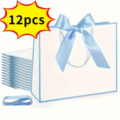 Gift Bags with Handles for Party Favors - Butterfly Ribbon Thank You Bags Wedding Baby Shower Birthday Bridesmaid Housewarming Autumn Celebration Elegant Packaging 12 24 36pcs