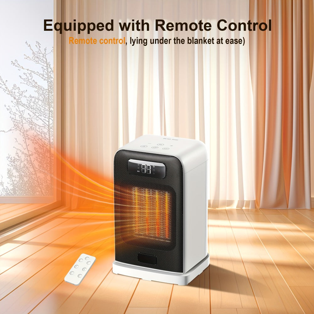 Ceramic Space Heater 1500W Fast Heating - 4 Modes, Adjustable Thermostat, Overheat & 70° Tip-Over Protection, Portable Electric Heater Fan for Office, Desk, Room & Indoor Use, White