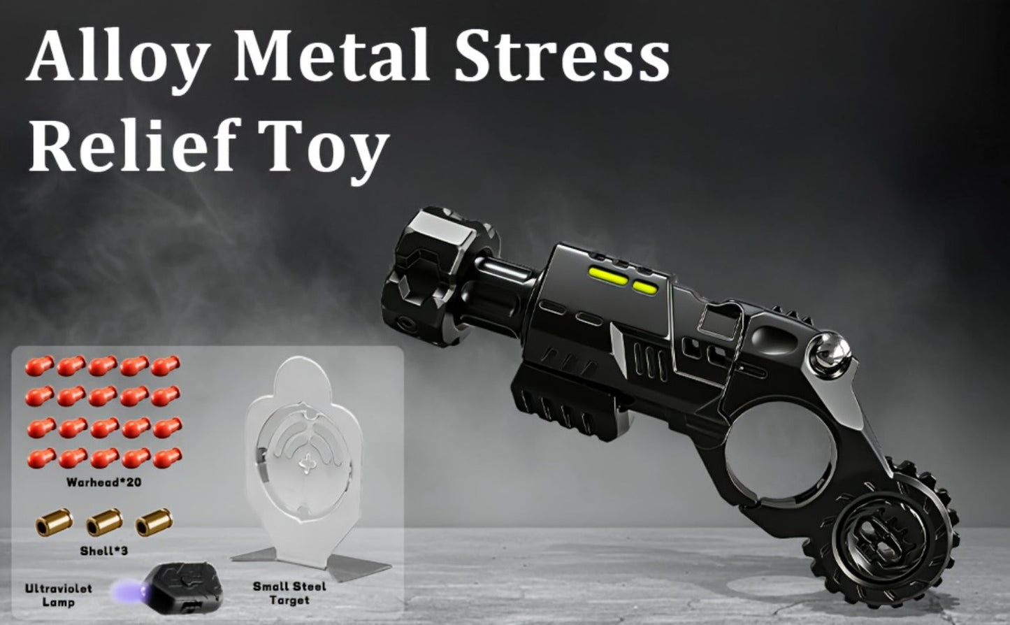 3-in-1 Alloy Fingertip Gun EDC Stress Relief Toy 26pcs Set – Metal Finger Slider Clicker Soft Bullet Launcher for Adults Focus Anxiety Relief Office Gaming Travel Gift for Men