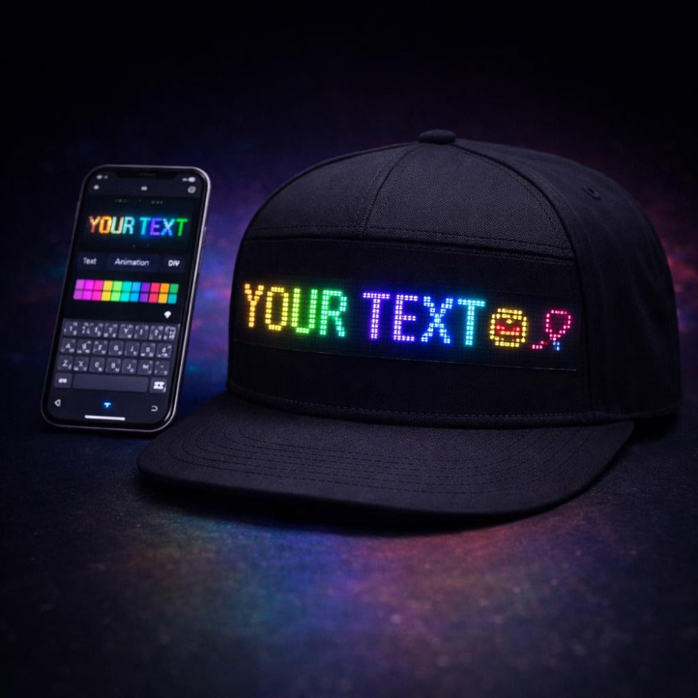 Programmable LED Hat App Controlled Scrolling Text Light Up Baseball Cap for Men Women Parties Halloween Christmas Gift USB Charging