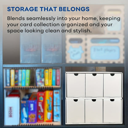 Trading Card Storage Box 12 Drawer with 80 Dividers – Card Organizer for Sports Cards Baseball TCG MTG Pokemon YuGiOh Playing Cards, Plastic Protector Case White Black