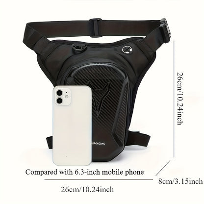 Waterproof Motorcycle Leg Bag with Headphone Jack, Adjustable Shoulder Strap And Double Zipper Compartment - Black EVA Outdoor Riding Waist Bag for Off-Road Bikes And Motorcycles, Adjustable Shoulder Strap|Secure Storage|Durable Fabric Bag