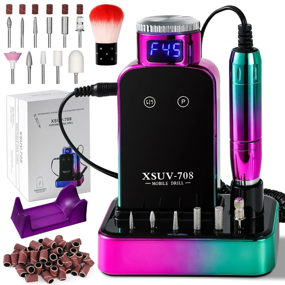 45000RPM Cordless Nail Drill Machine – Rechargeable Professional Electric Efile for Acrylic & Gel Nails | Variable Speed Nail Drill for Manicure, Pedicure, Shaping & Polishing, Salon & Home Use