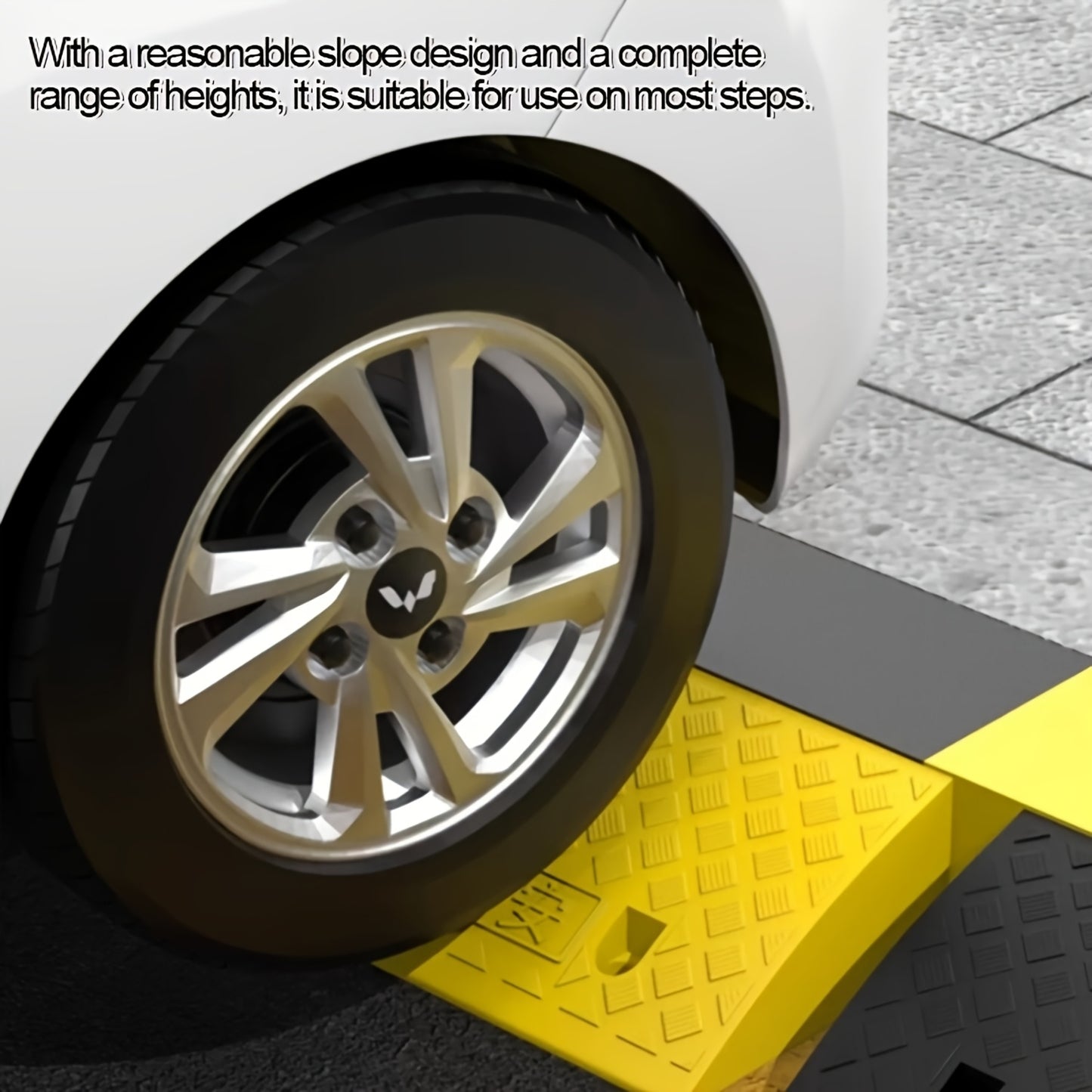 Curb Ramps 2-Pack Portable Heavy Duty Plastic Threshold Ramp Set for Low Clearance Cars Motorcycles Wheelchair – 19.68"L x 10.6"W, 3.5" or 5.1" Rise, Driveway Curb Ramp