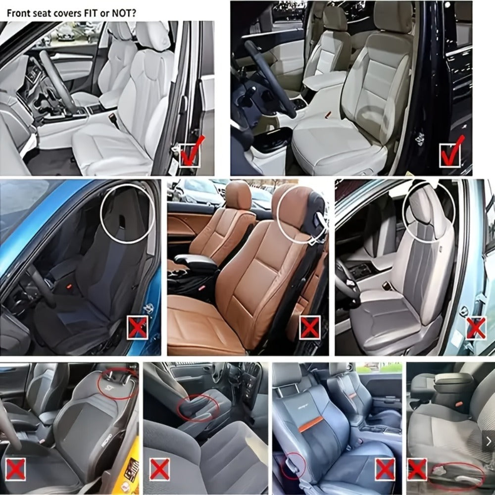 Car Seat Covers Full Set – Faux Leather 5-Seat & 2-Front Options, 3D Diamond Embroidery, Waterproof & Non-Slip for SUVs, Sedans & Trucks