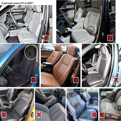 Car Seat Covers Full Set – Faux Leather 5-Seat & 2-Front Options, 3D Diamond Embroidery, Waterproof & Non-Slip for SUVs, Sedans & Trucks