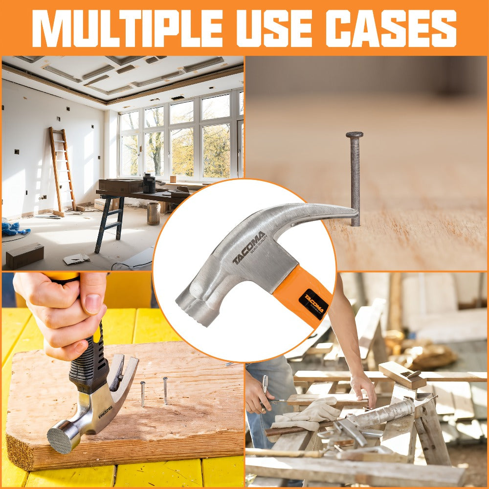 Claw Hammer & 700-Piece Nail Kit – 8oz or 16oz Forged Steel Magnetic Hammer with Galvanized Picture Hanging & Finishing Nails, Home Repair & DIY Wall Hanging Tool Set